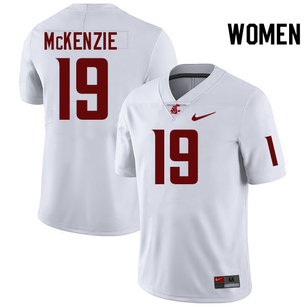 Women #19 Rashad McKenzie Washington State Cougars College Football Jerseys Stitched-White